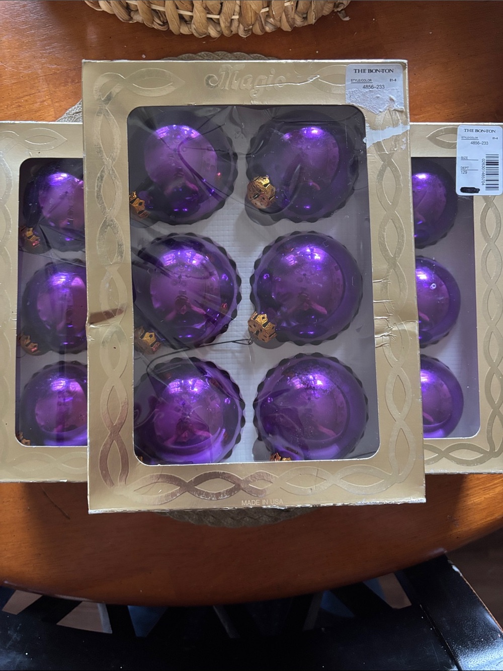 Magic Gold Metallic Purple Christmas Ornaments.  (18 Count) Never used!!